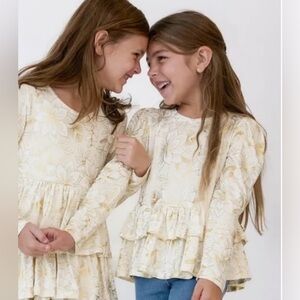 Little Sleepies golden blooms peplum tee size 5